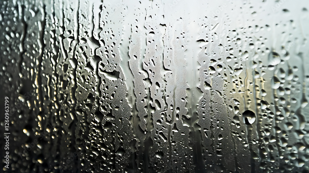 Close-Up of Misted Glass with Dripping Condensation and Water Droplets, Ai Generated