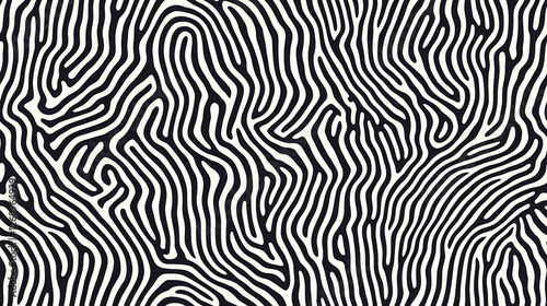 Black and White Fingerprint maze seamless pattern
