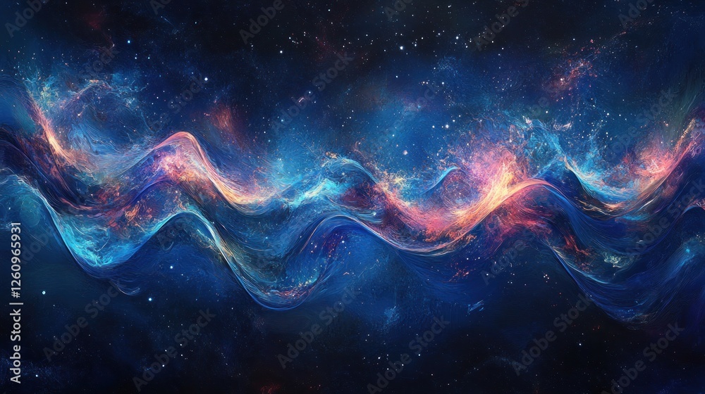 Obraz premium Cosmic Waves Flowing Nebula Background