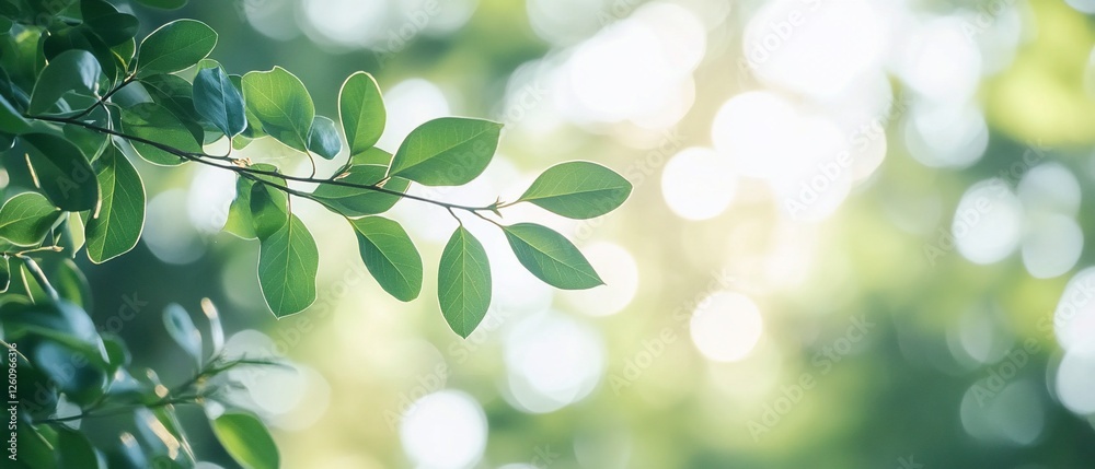 Obraz premium Green leaves sunlight bokeh background nature