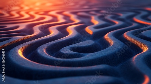 Abstract Wavy Texture Illuminated By Sunset Hues
