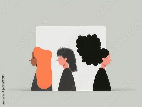 Illustration of diverse women showcasing various hairstyles.