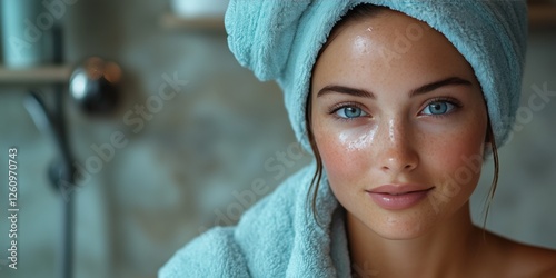 Skin care routine in a serene spa environment featuring a woman relaxing