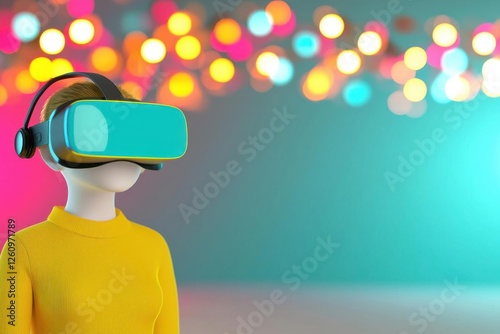 Person wearing VR headset, exploring virtual reality experiences.