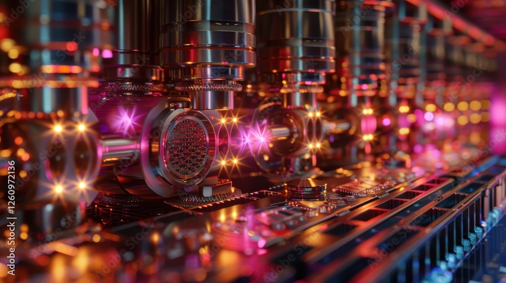 Futuristic Technology with Neon Elements Featuring Microchips and Circuitry in a High-Resolution Upscale Composition for Modern Design Needs Futuristic Technology with Neon Elements Featuring Microchips and Circuitry in a High-Resolution Upscale Composition for Modern Design Needs