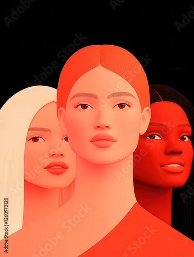 Three diverse women portrayed with vibrant, abstract colors.