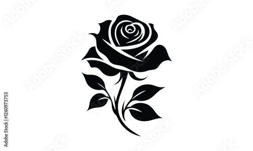 Roses tattoo, Black roses, Black silhouette of rose, Valentines day silhouette of rose.