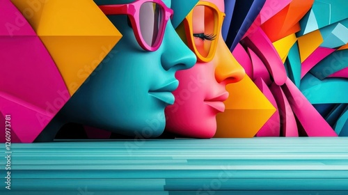 Vibrant abstract art featuring colorful geometric shapes.