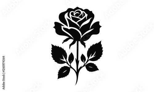 Roses tattoo, Black roses, Black silhouette of rose, Valentines day silhouette of rose.