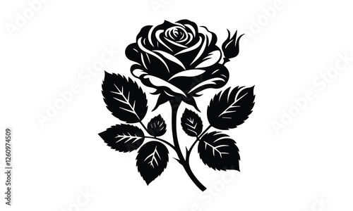 Roses tattoo, Black roses, Black silhouette of rose, Valentines day silhouette of rose.