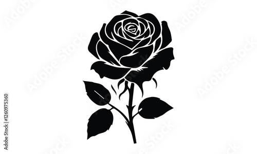 Roses tattoo, Black roses, Black silhouette of rose, Valentines day silhouette of rose.