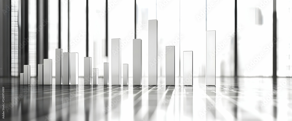 Obraz premium Abstract financial background with a white bar graph and data chart