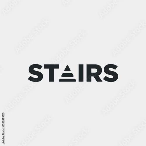Vector stairs minimal text logo design