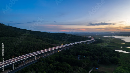 Lam takhong view from drone on sunset photo