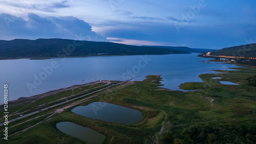 Fotografie Lam takhong view from drone on sunset