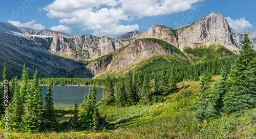 Swiftcurrent Creek Pass Trail - view of Mount Grinnell and Bullhaed Lake - Many Glaciers - Glacier National Park
