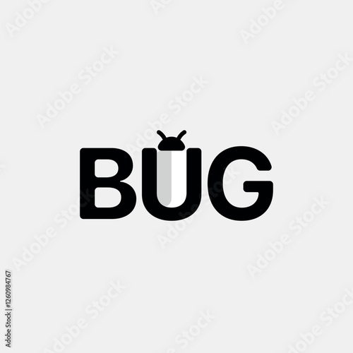 Vector bug minimal text logo design