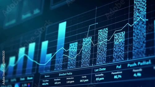 A graph with charts and lines that represent data or statistics.