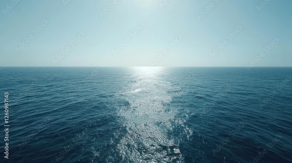 Obraz premium Ship's Wake, Ocean, Sunny Day, Horizon, Travel