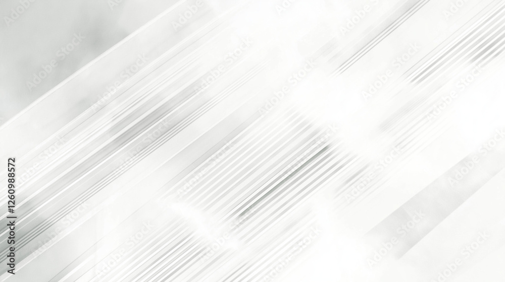 Fototapeta premium A modern abstract digital background with geometric white and grey triangle structures, reflective glossy squares, and a layered stripe pattern. The futuristic theme makes it ideal for banners and pre