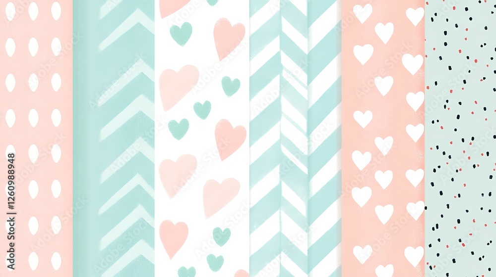 Pastel Hearts Chevron And Polka Dot Pattern Designs Pastel Hearts Chevron And Polka Dot Pattern Designs
