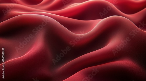 Abstract texture of red fabric creating dynamic waves and folds in soft lighting