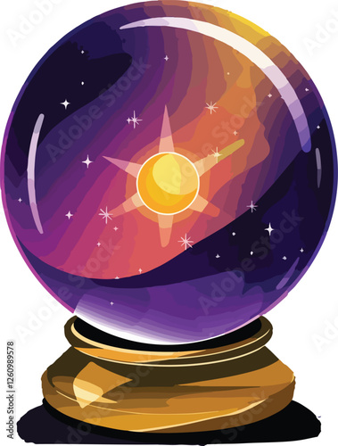 crystal ball fortune teller sun stars sky