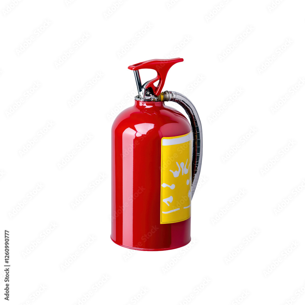 Obraz premium Red Fire Extinguisher with Yellow Label - Safety Equipment