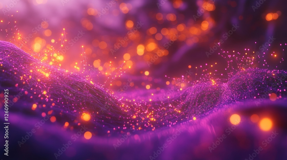 Glowing particles, abstract landscape, digital art, background Glowing particles, abstract landscape, digital art, background