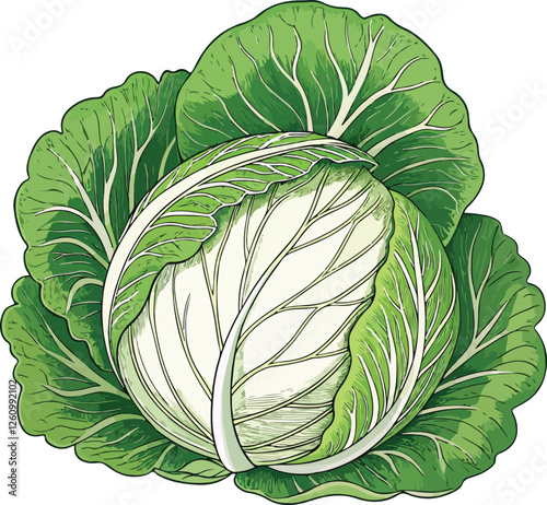 Cabbage in isolated white background illustration vector design, Cabbage vector design
