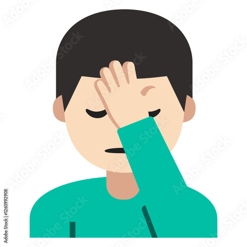 Person Facepalming Clipart Illustration | Minimalistic Cartoon Style Isolated on White Background