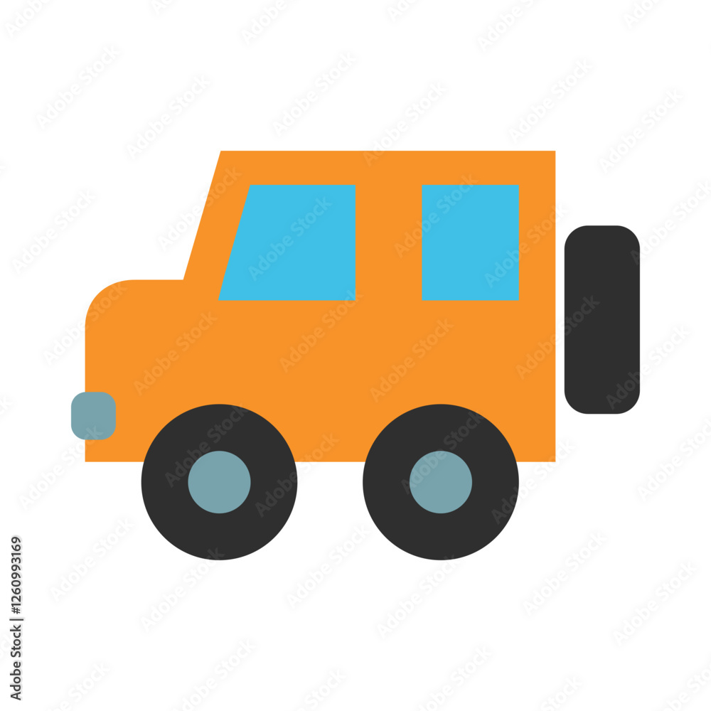 Naklejka premium Orange Truck Clipart Illustration | Minimalist Design Isolated on White Background