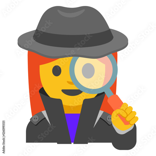 Female Detective Holding Magnifying Glass Clipart Illustration | Cartoon Style Investigator Isolated on White Background