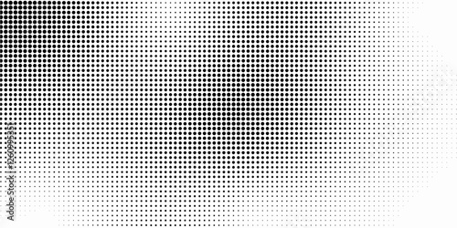 Pixelated bitmap gradient texture. Black and white dither pattern background. Abstract glitchy pattern. Wide raster backdrop.