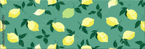 Botanic seamless pattern with yellow lemons and lemon slices. Hand drawn lemons pattern on white background. Fruit repeated background. Vector bright print for fabric, wallpaper, design, party paper.