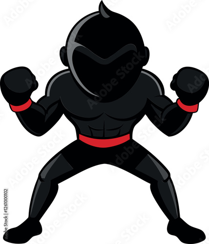 Black Boxer Boxing Person Silhouette Vector Doodle Art Illustration | Hand-Drawn Athletic Fighter Sketch | Boxing, Sport, and Combat Clipart Design