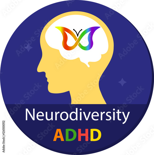 Neurodiversity ADHD symbol. Rainbow gradient butterfly in the shape of the infinity sign. Neurodiversity Symbol. Vector illustration.