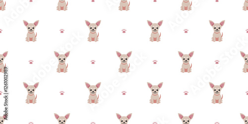 Cartoon character cute chihuahua dog seamless pattern background for design.