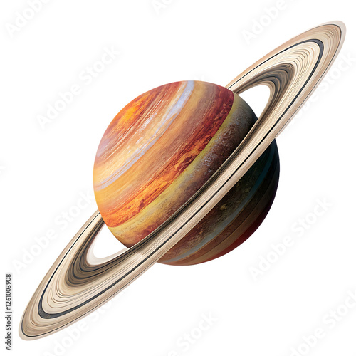 Planet with multiple rings isolated on transparent background