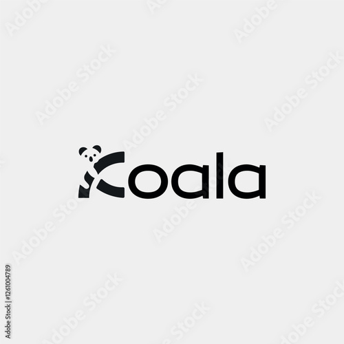 Vector koala minimal text logo design