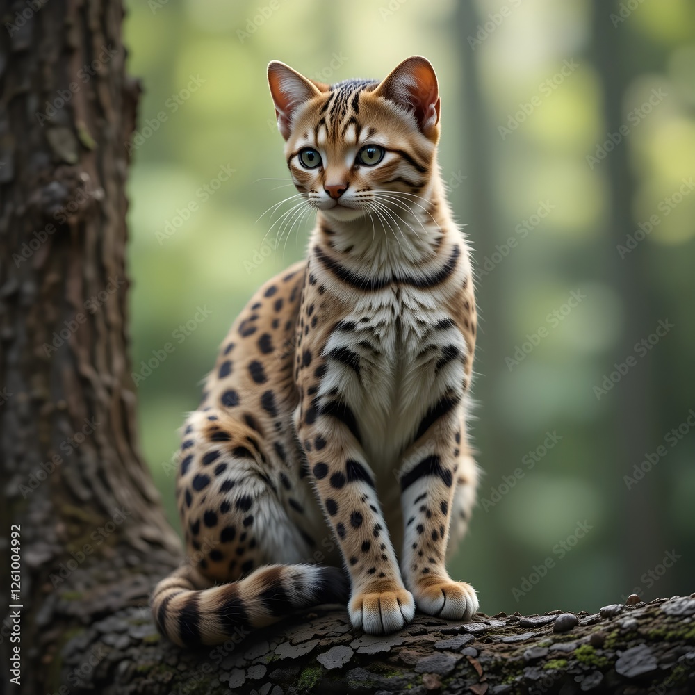 ocelot sitting on tree ocelot sitting on tree