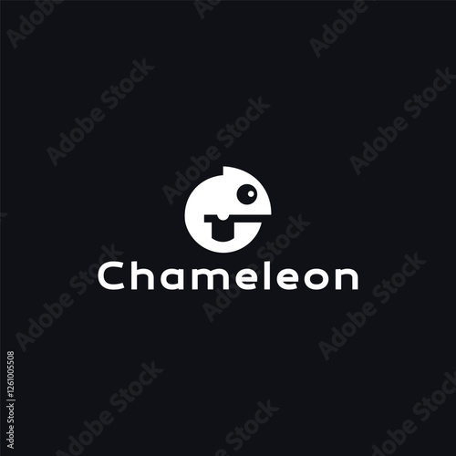 Vector chameleon minimal text logo design