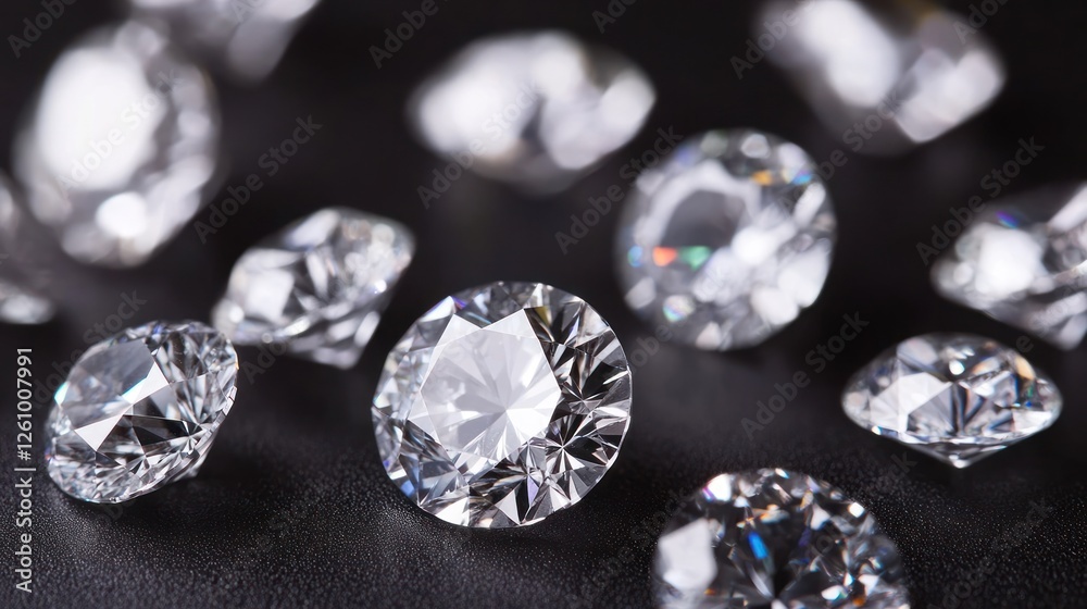 Sparkling diamonds scattered on black Sparkling diamonds scattered on black
