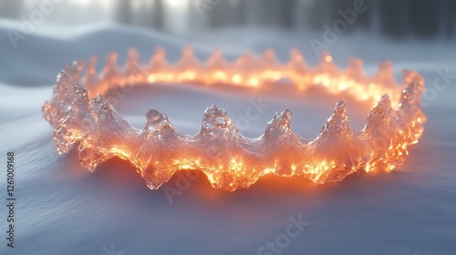 Glowing Ice Crown Rests on Winter Snow