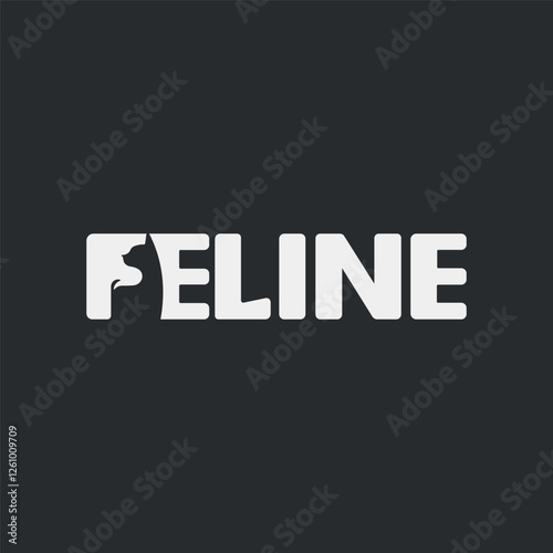 Vector feline minimal text logo design