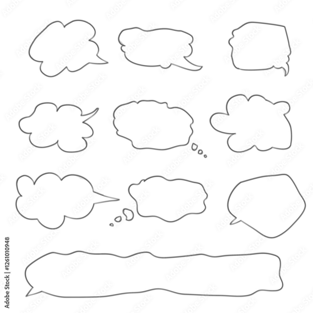 Obraz premium Collection of kid drawn speech bubble line symbol. Vector element.