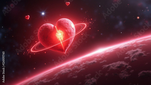 Heart Planet in Space 