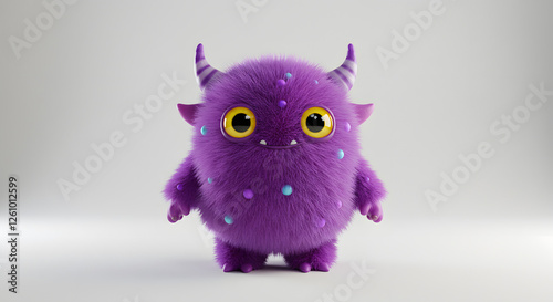 A tiny monster in a white environement