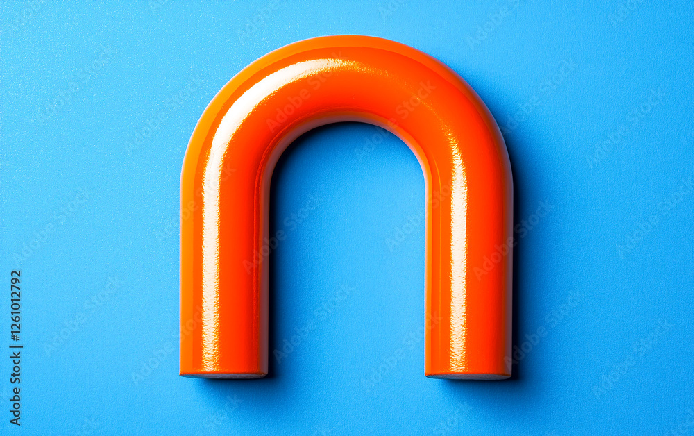 Vibrant orange magnet on a blue background Vibrant orange magnet on a blue background
