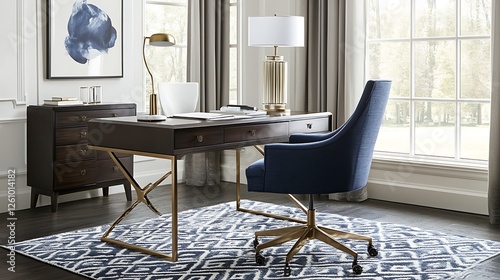Modern Home Office Workspace With Elegant Desk And Chair
